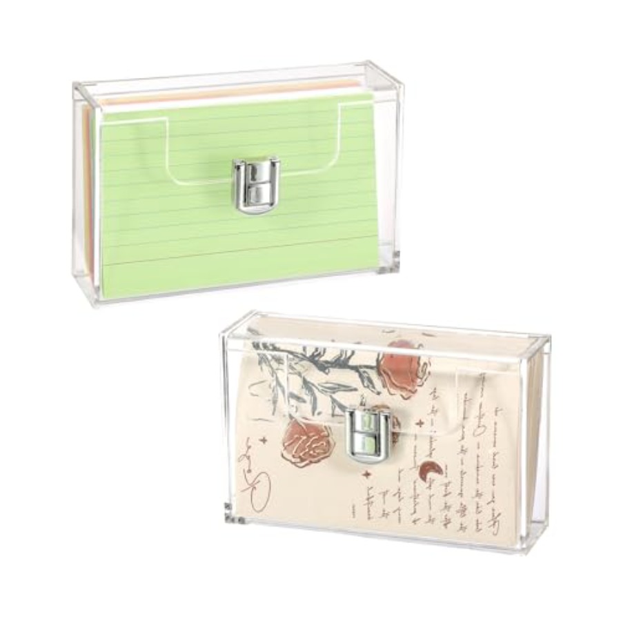 Card Index Box - 2 Pack Clear Acrylic Index Card