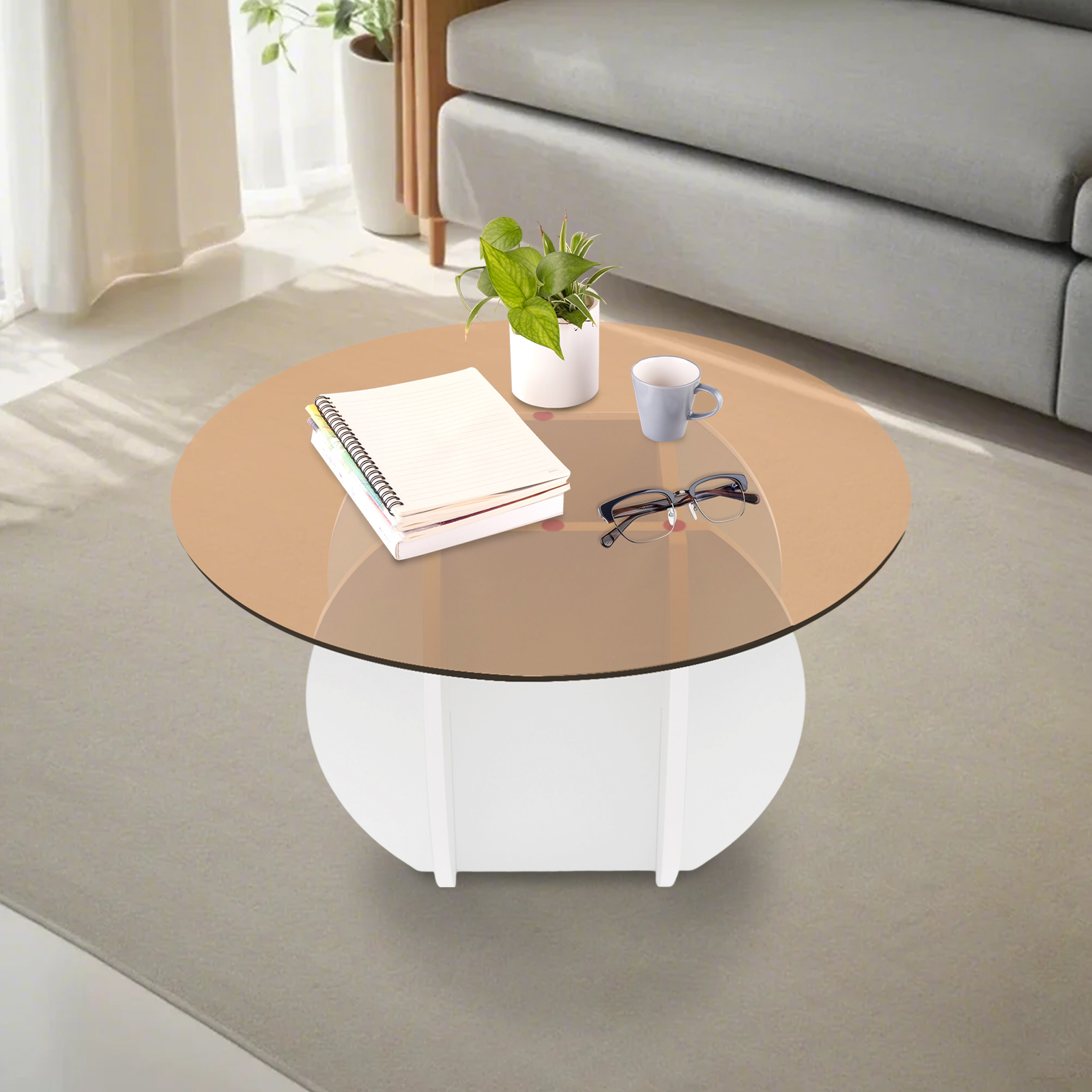Modern Round Coffee Table 27.6 - Book Weight Glass reseña y precio