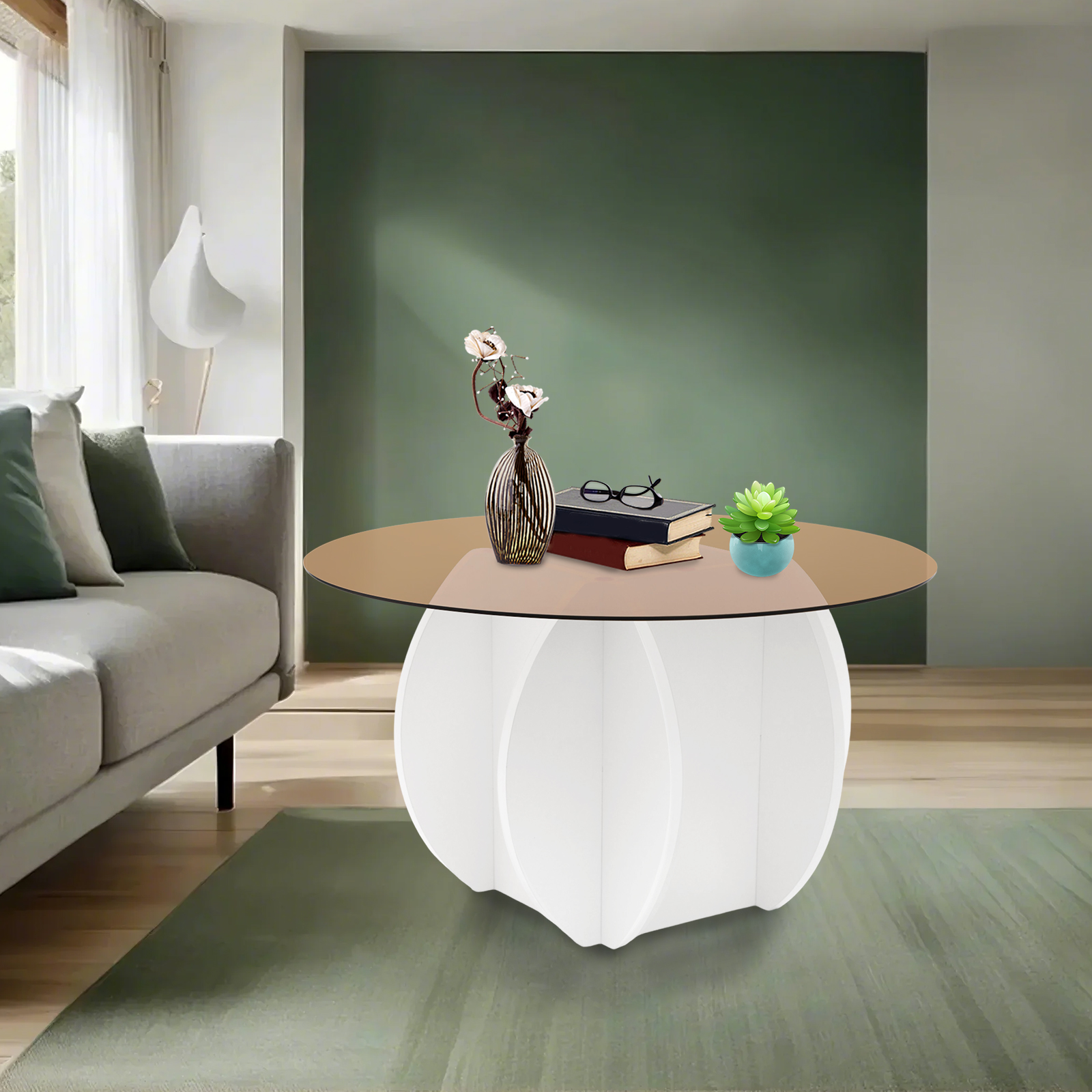 Modern Round Coffee Table 27.6 - Book Weight Glass reseña y precio