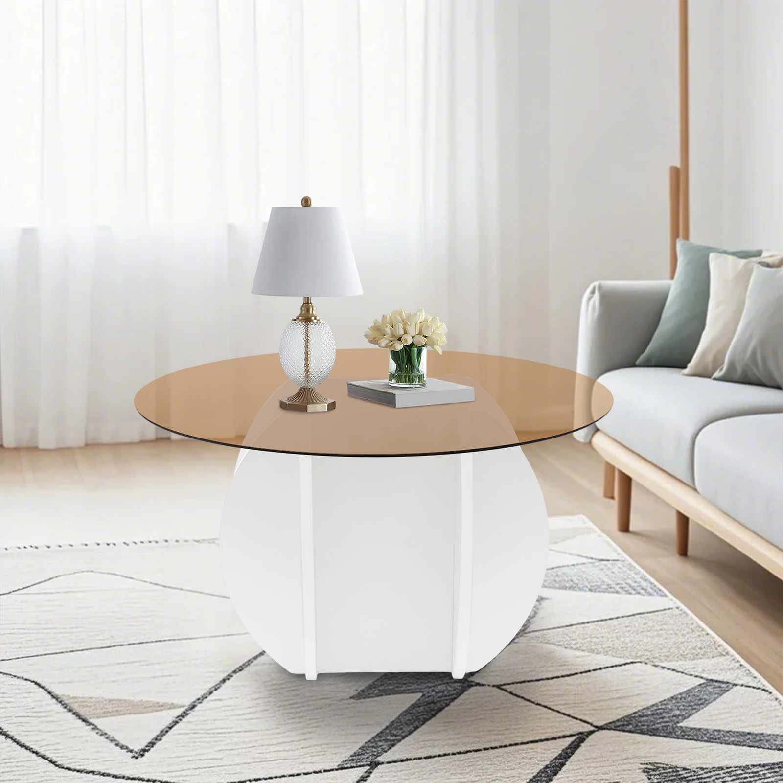 Modern Round Coffee Table 27.6 - Book Weight Glass reseña y precio