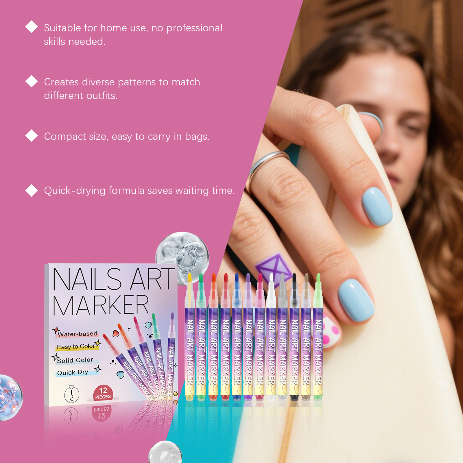 12Pcs Nail Art Pens With Fine  - Correction Pen Fine reseña y precio