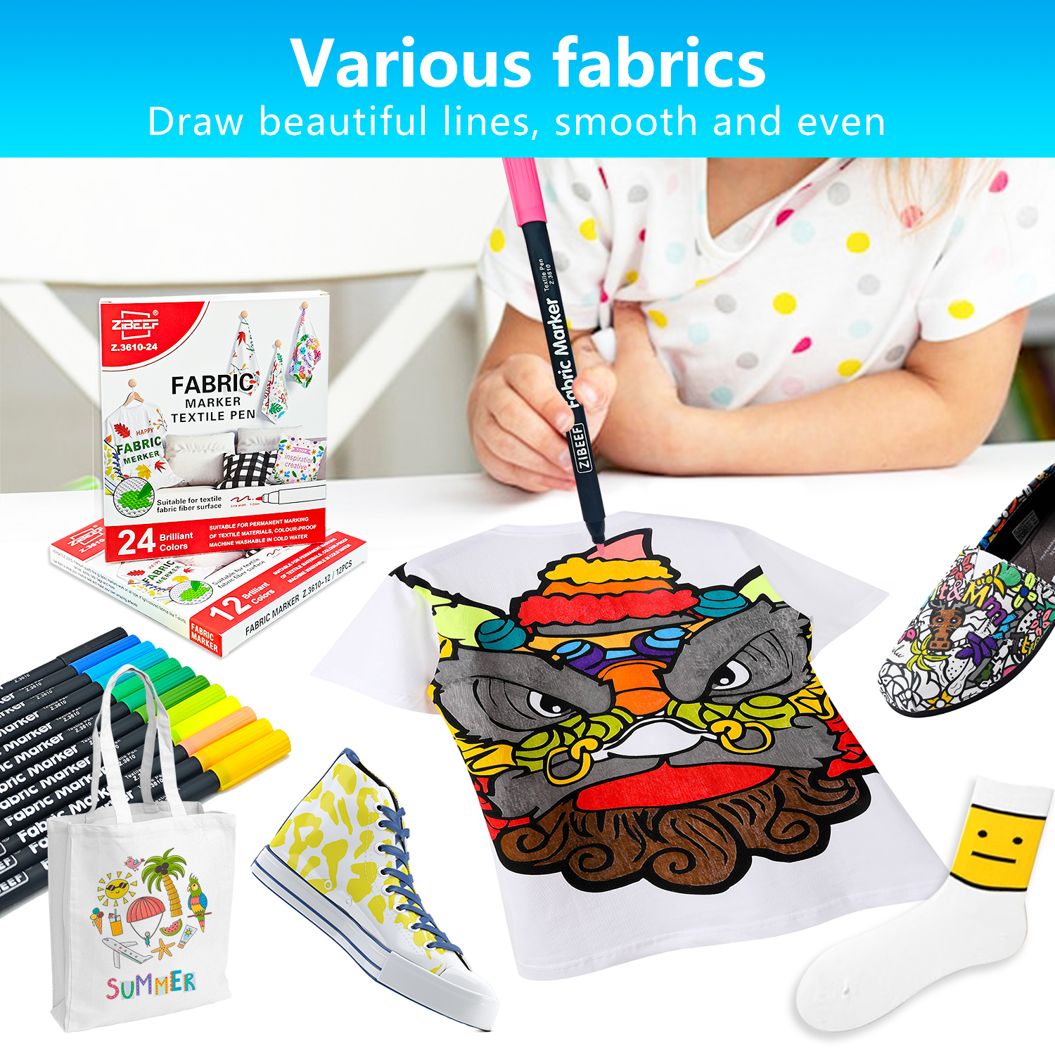12/24 Color Fabric Markers-Fin - Correction Pen Fine reseña y precio