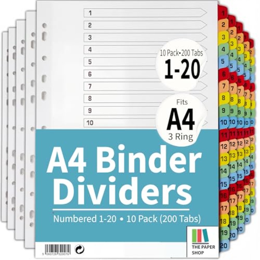 Binder Dividers with Tabs -20  - Tab Divider A4 reseña y precio