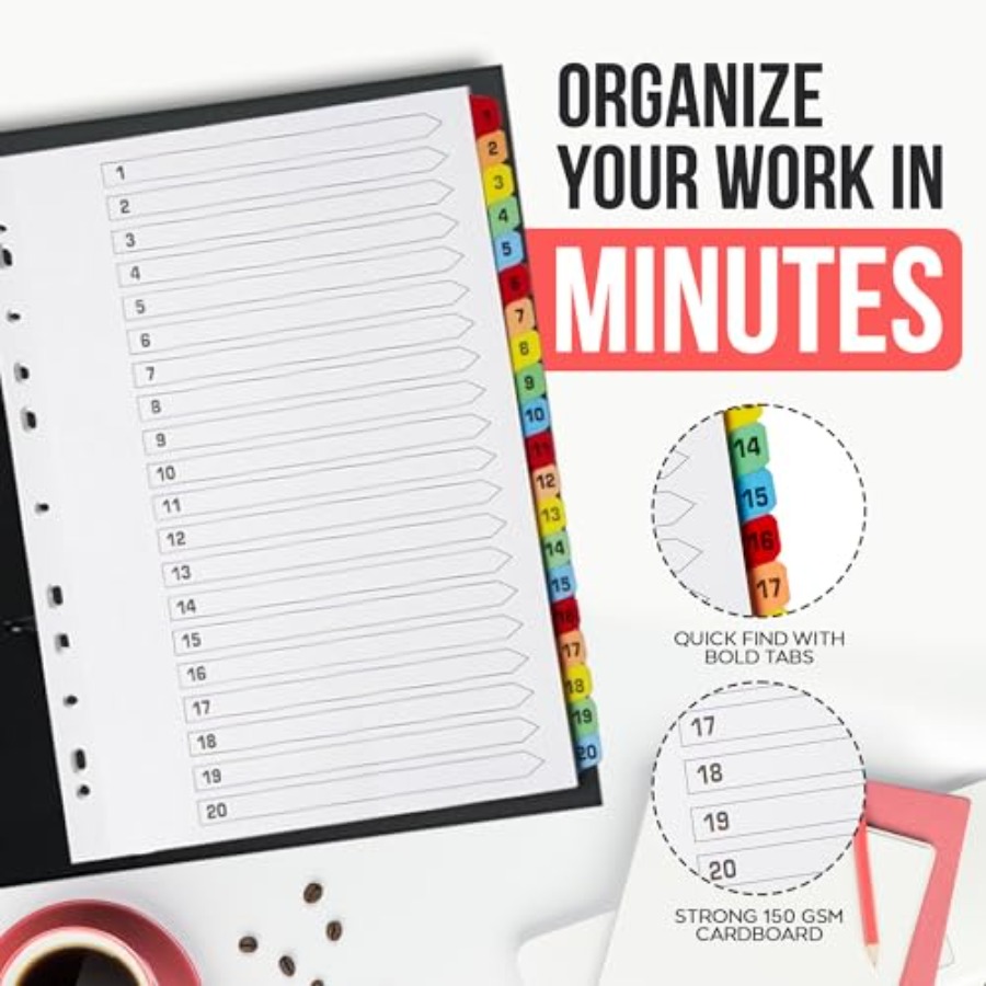 Binder Dividers with Tabs -20  - Tab Divider A4 reseña y precio