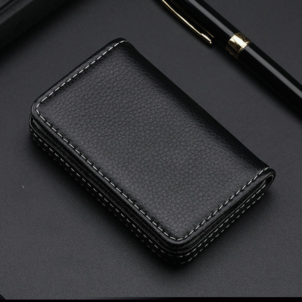 Sized Stitched PU Leather Cred - Index Card Holder reseña y precio