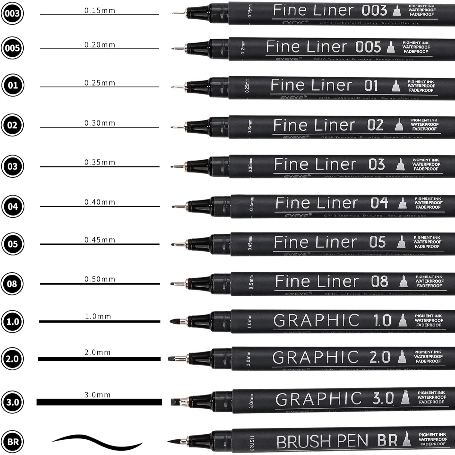 Micro Fineliner Pens Set, 12 B - Archive Box Set reseña y precio