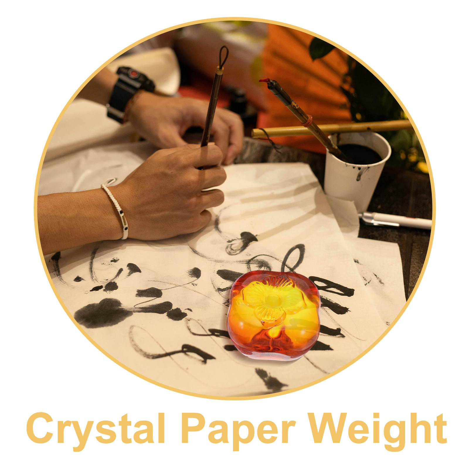 Heavy Glass Persimmon Paperwei - Book Weight Glass reseña y precio