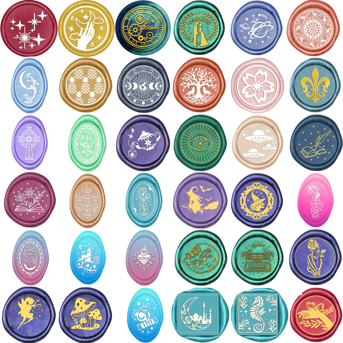 1pc Oval/Round/Square Mixed Wa - Wax Seal Stamp Set reseña y precio