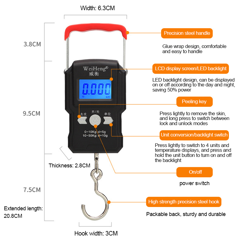 Portable Hanging Hook Scale 50 - Tape Dispenser Weighted reseña y precio