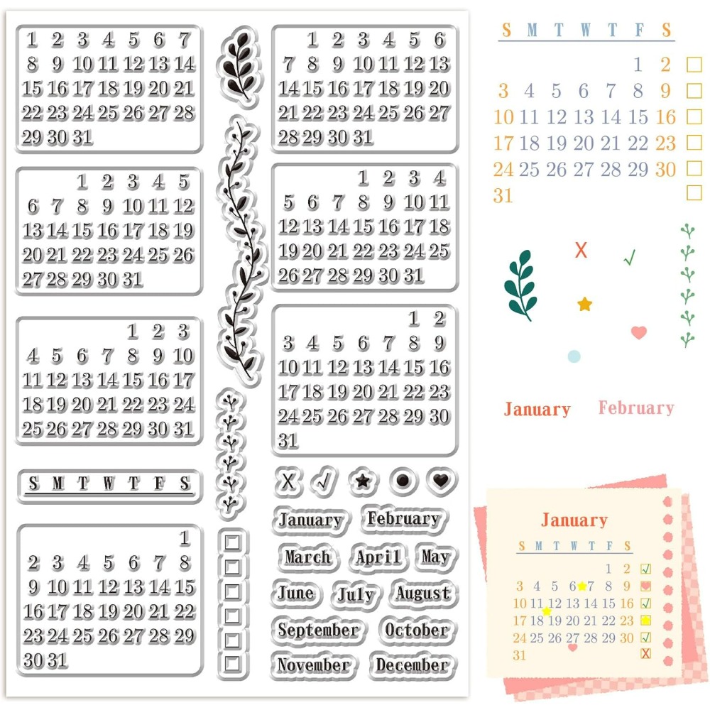 Calendar Clear Stamps Sheets R - Rubber Date Stamp reseña y precio