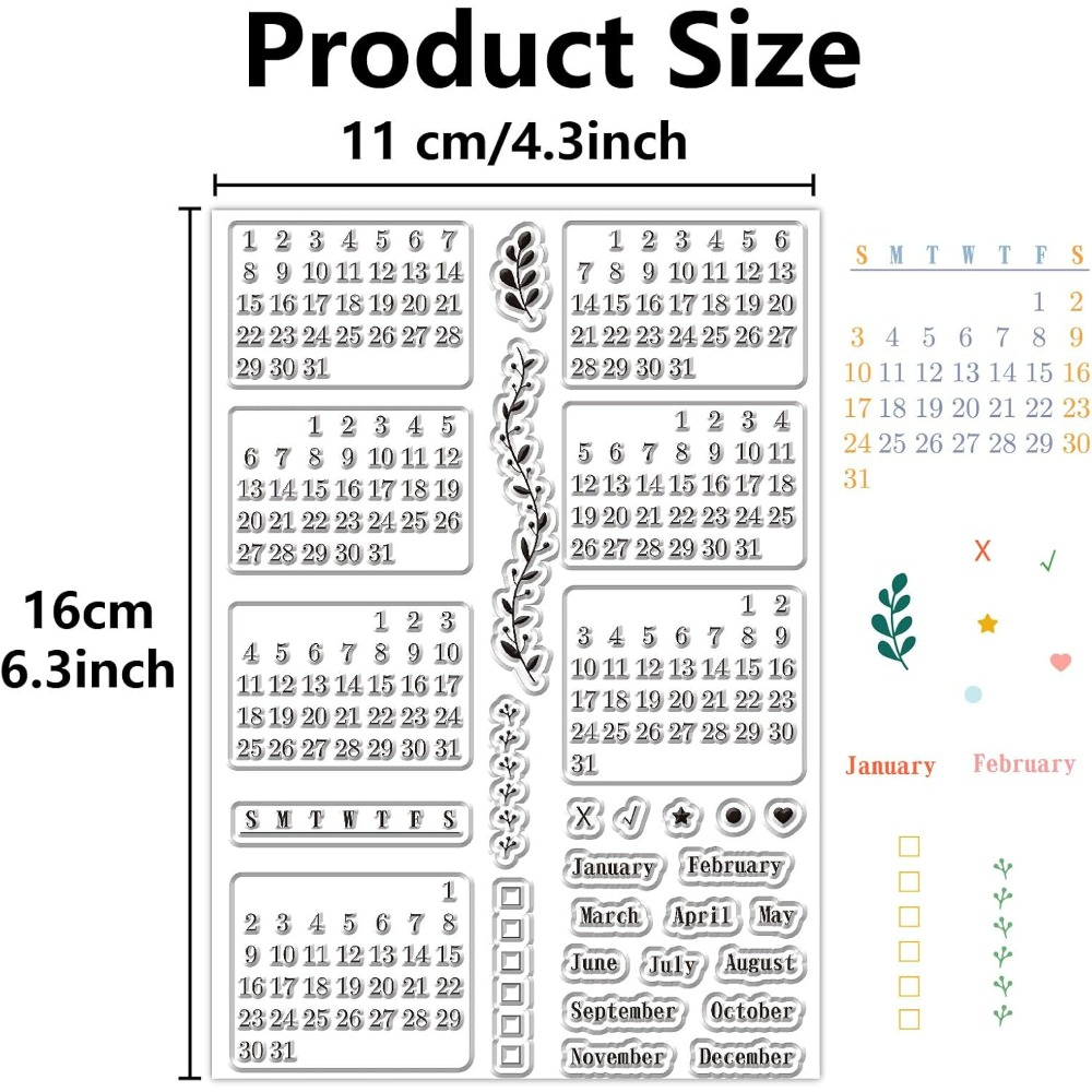 Calendar Clear Stamps Sheets R - Rubber Date Stamp reseña y precio