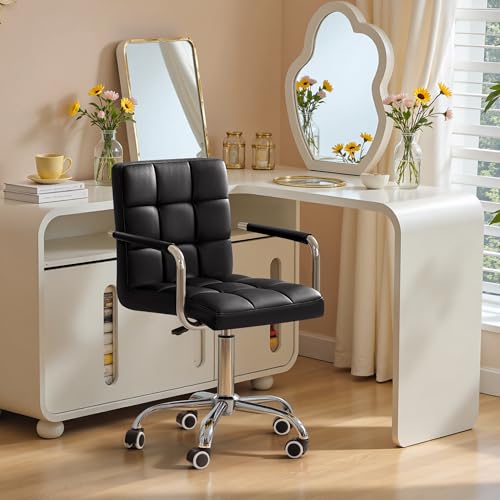 Black PU Leather Swivel Office - Leather Desk Pad reseña y precio