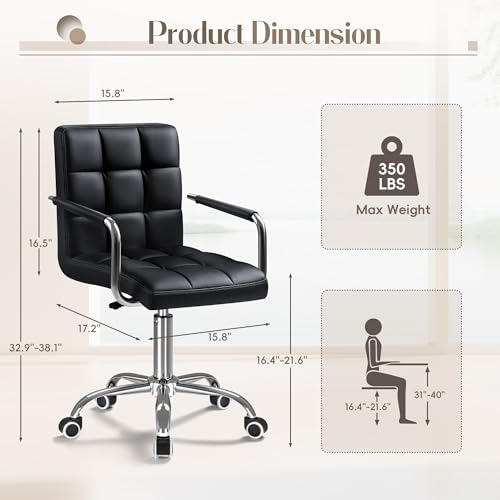 Black PU Leather Swivel Office - Leather Desk Pad reseña y precio