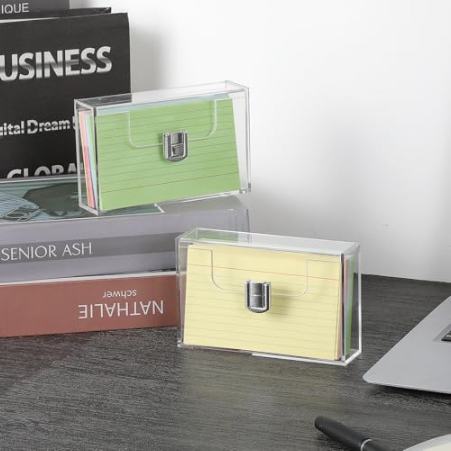 2 Pack Clear Acrylic Index Car - Card Index Box reseña y precio
