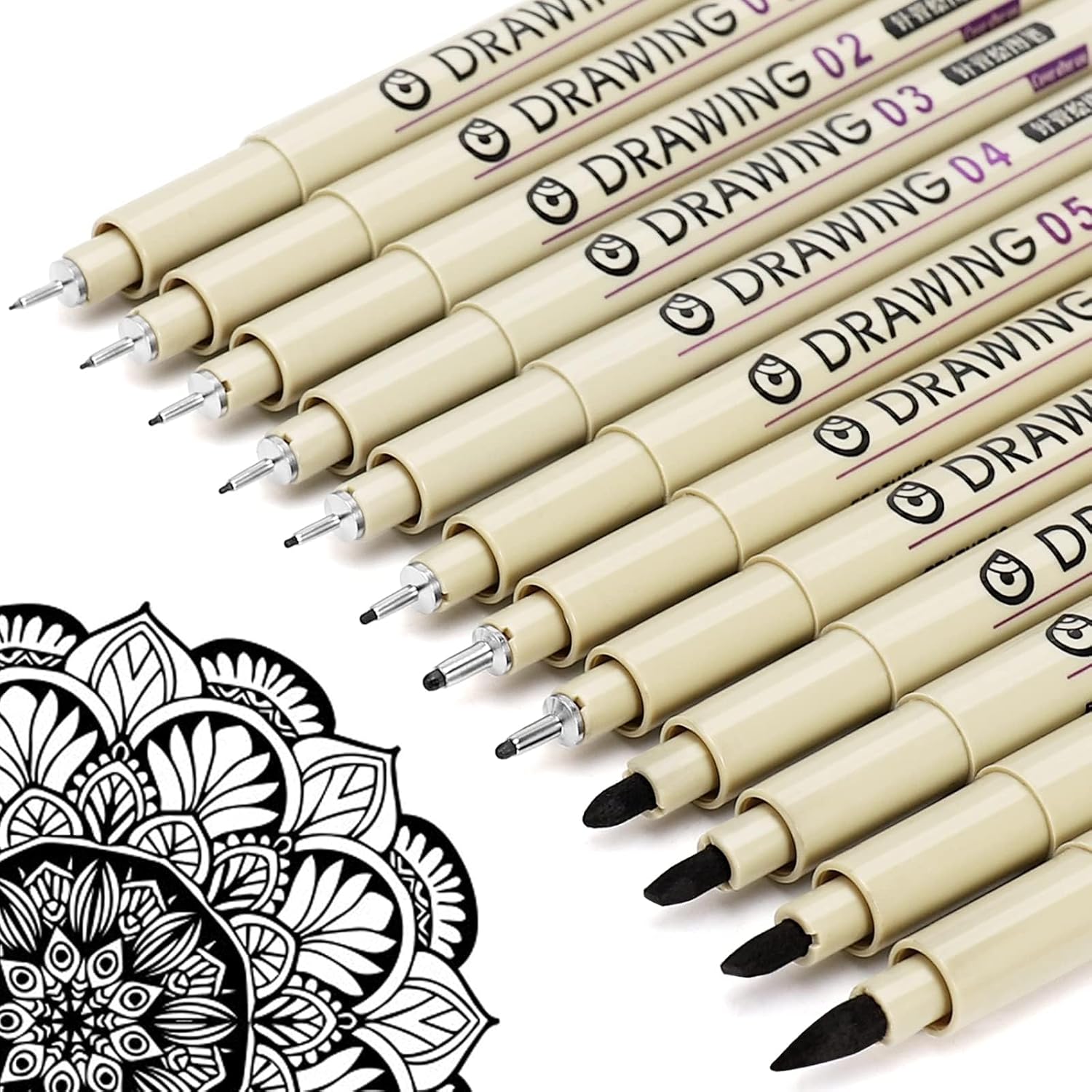 12 Black Fine Line Drawing Pen - Archive Box Set reseña y precio