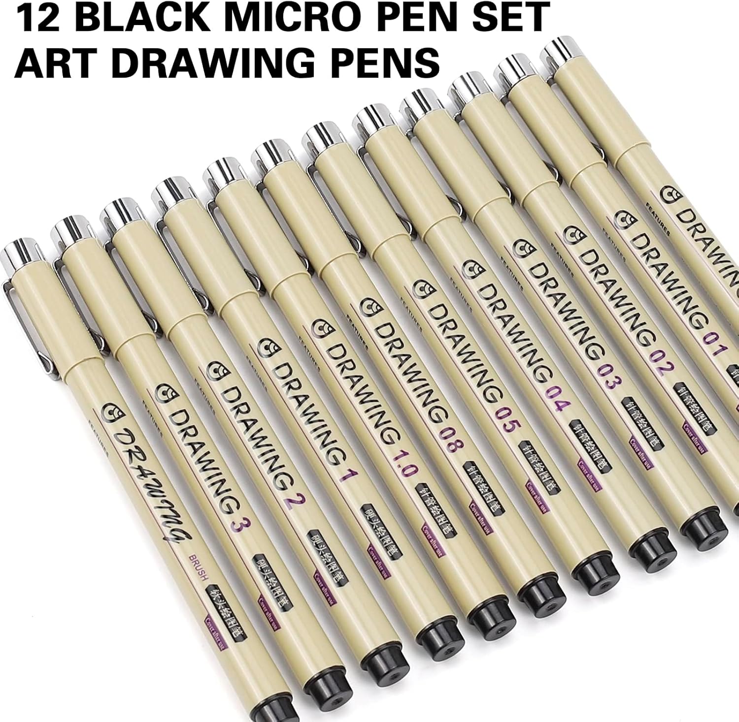 12 Black Fine Line Drawing Pen - Archive Box Set reseña y precio