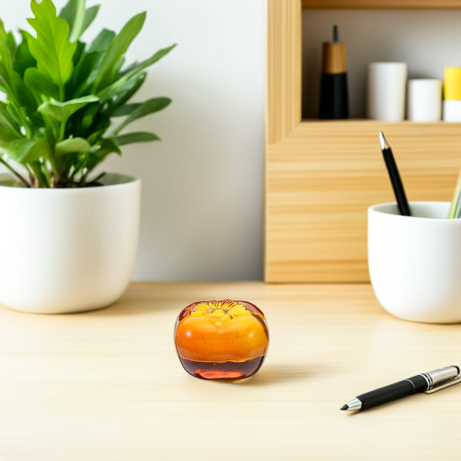 Crystal Persimmon Desk Paperwe - Book Weight Glass reseña y precio