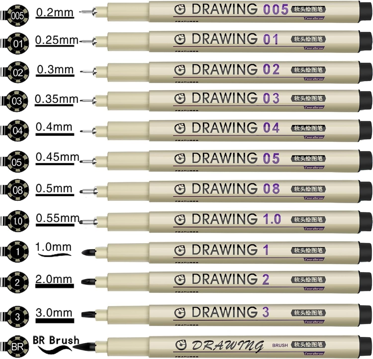12 Black Micro Fineliner Drawi - Archive Box Set reseña y precio