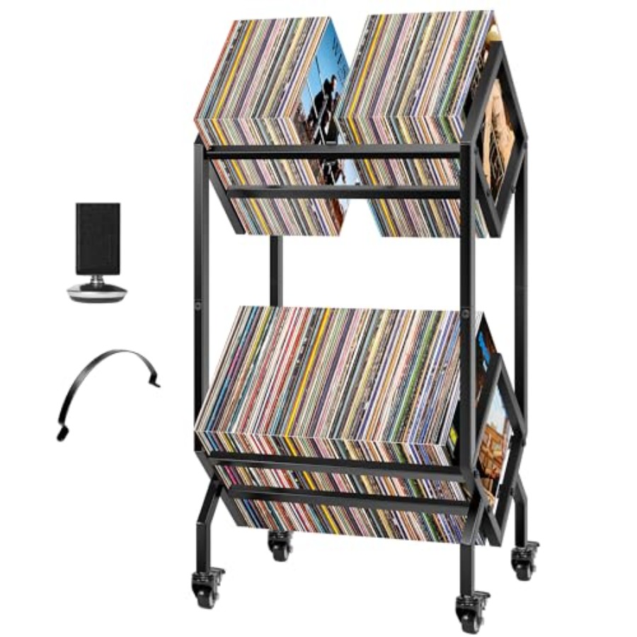 Vinyl Record Storage Rack, 2 T - Magazine Holder Rack reseña y precio
