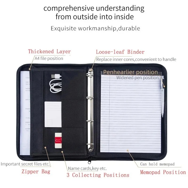 Large Black Business Portfolio - Binder A4 Lever reseña y precio
