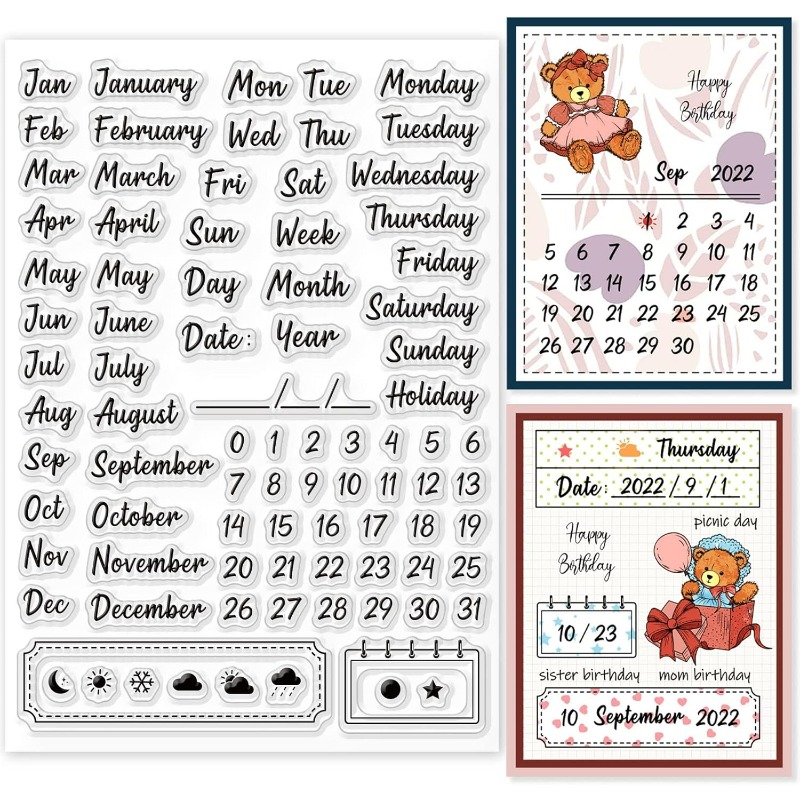 1PC 8.3x5.8in Calendar Clear S - Rubber Date Stamp reseña y precio