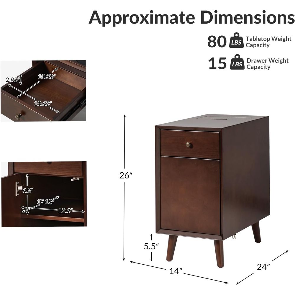 Walnut Charging Station End Ta - Magazine Holder Rack reseña y precio