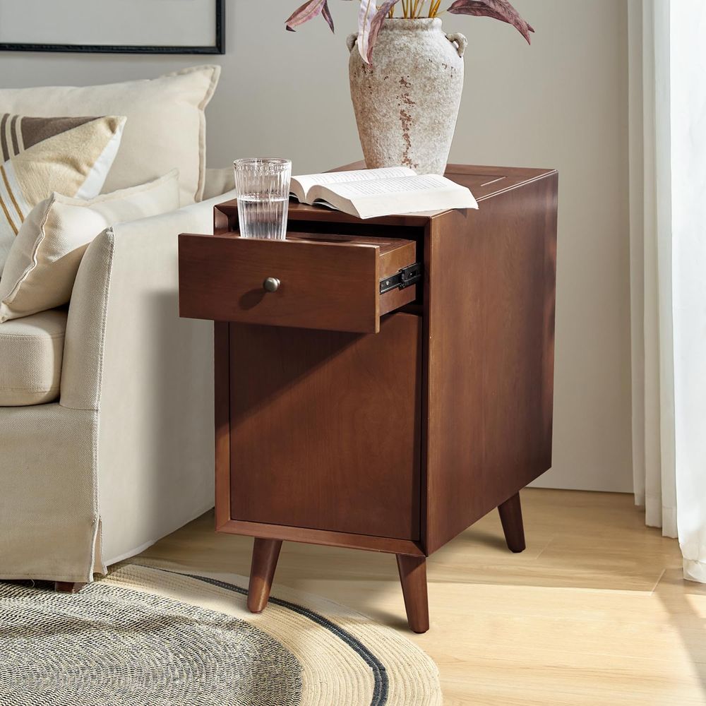 Walnut Charging Station End Ta - Magazine Holder Rack reseña y precio