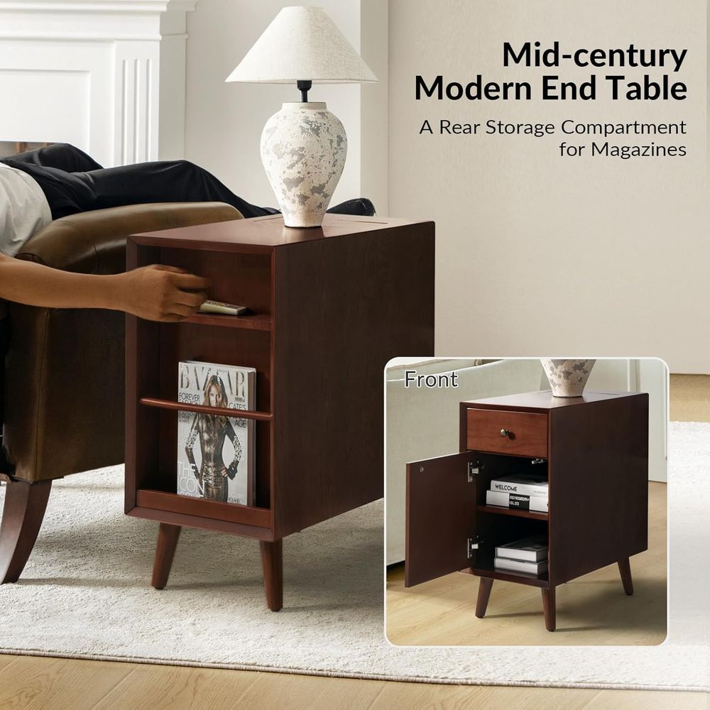 Walnut Charging Station End Ta - Magazine Holder Rack reseña y precio