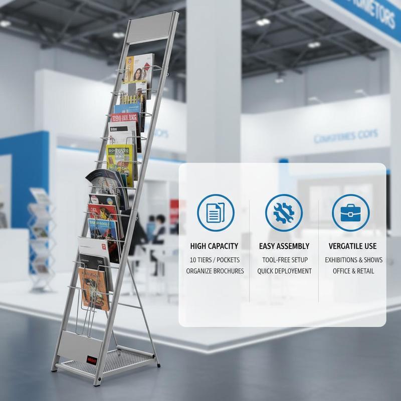 Brochure Display Rack, 10 Pock - Magazine Holder Rack reseña y precio