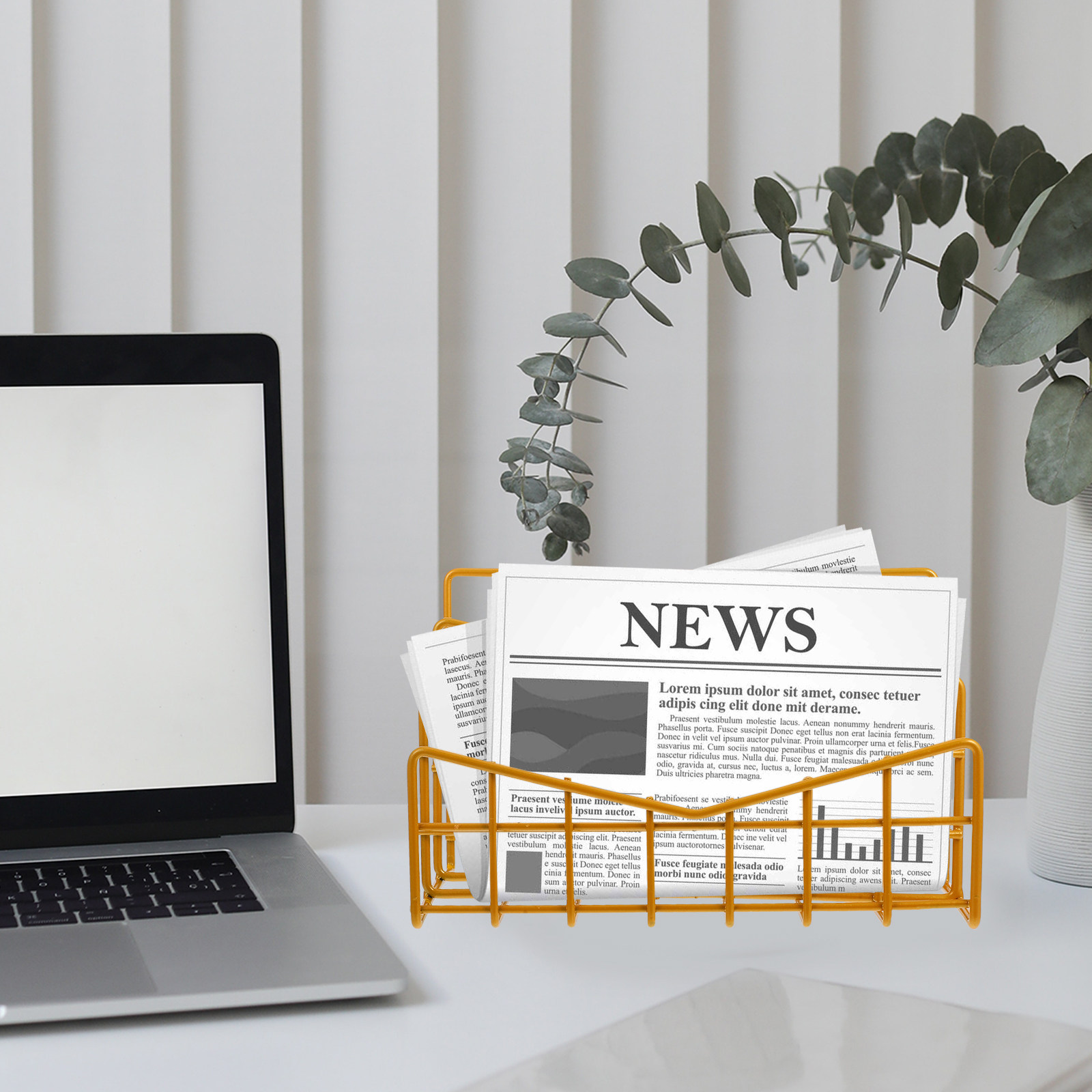 1Pcs Electroplated Metal Stora - Magazine Holder Rack reseña y precio