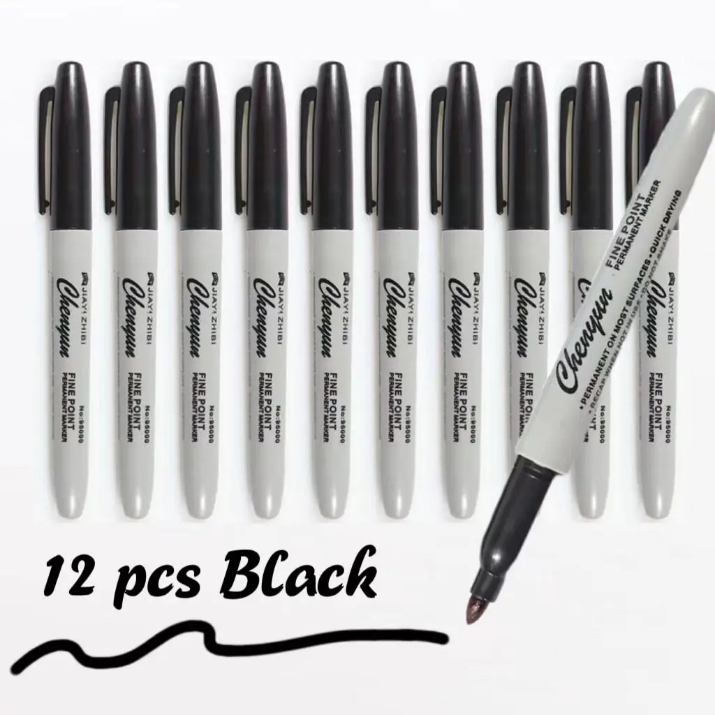 12pcs Black Permanent Marker P - Correction Pen Fine reseña y precio