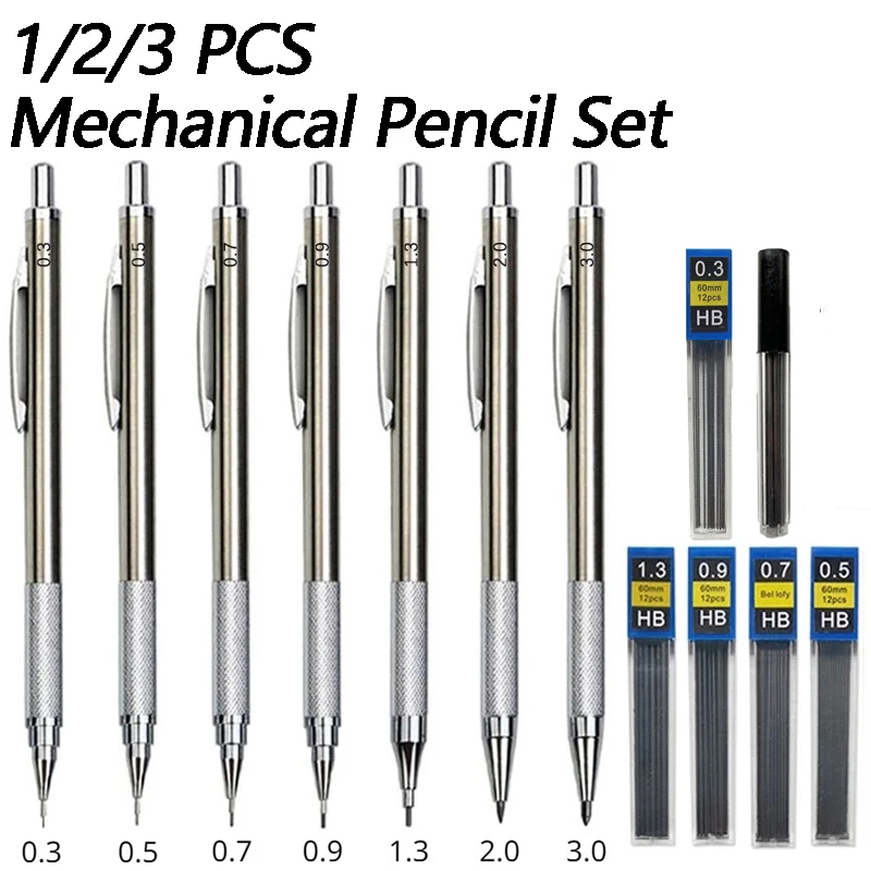 1/2/3 PCS Metal Drawing Pencil - Mechanical Pencil 0.3 reseña y precio