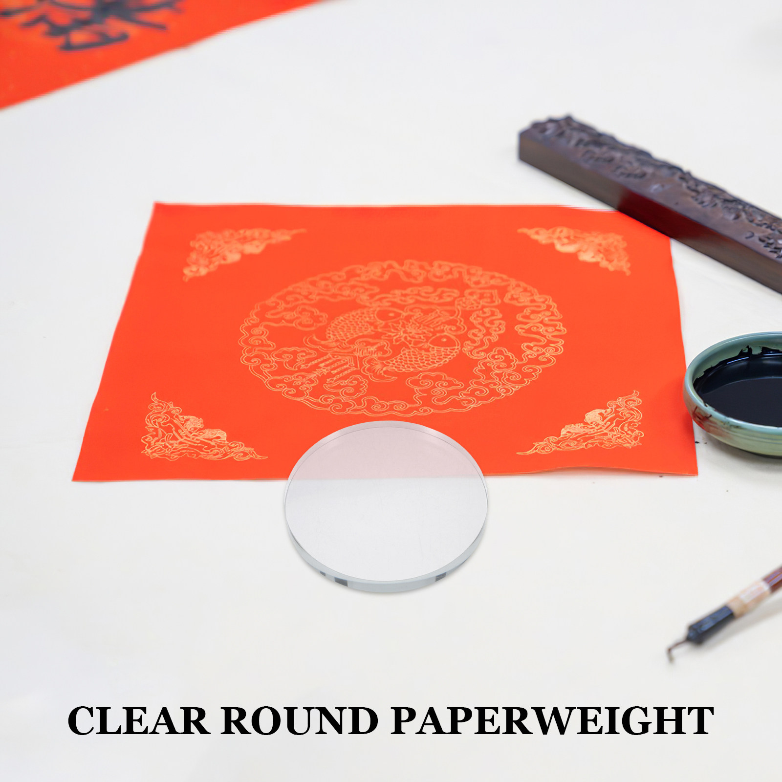 Heavy Round Glass Paperweight  - Book Weight Glass reseña y precio